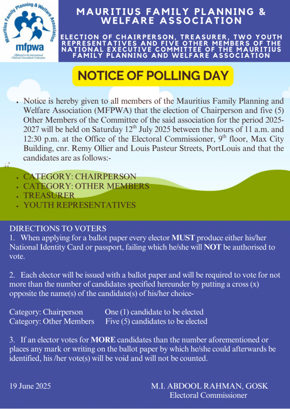 NOTICE OF POLLING DAY