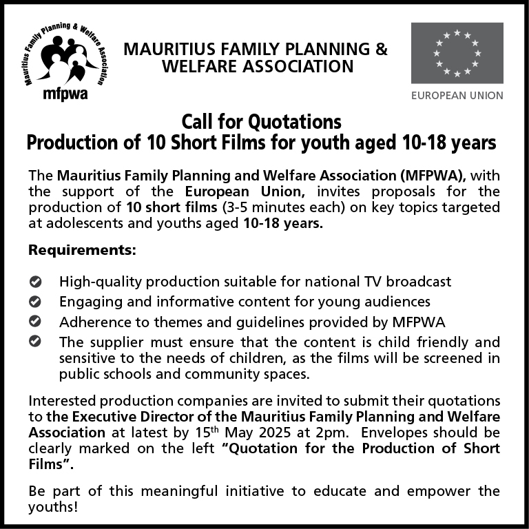Call for quotations- Production of 10 Short films for youth aged 10-18 years